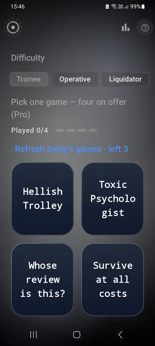 Daily games and AI self-tests